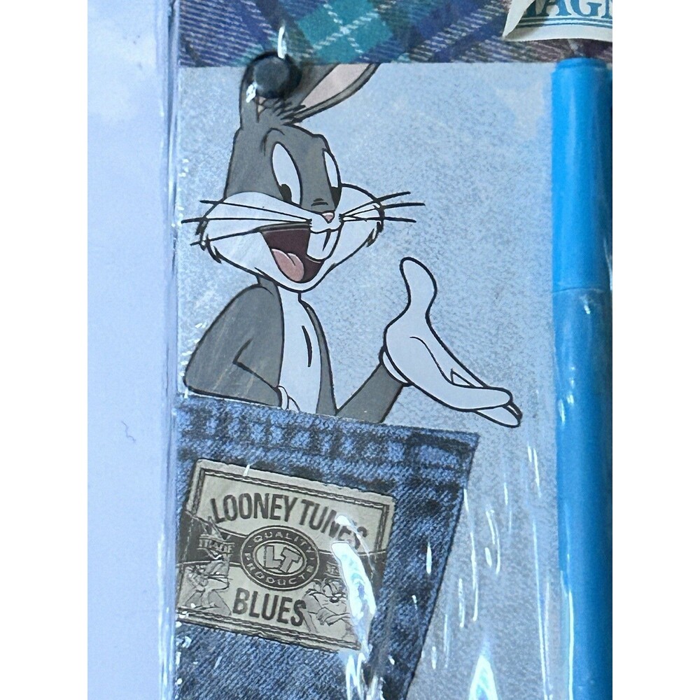 Vintage 1996 Looney Tunes Wooden Plaque Magnetic Note Pad Bugs Bunny Graphomania - Picture 4 of 14